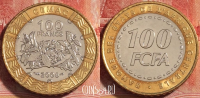 Центральная Африка 100 франков 2006 года, KM# 15, 258-078