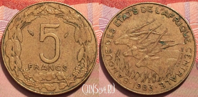 Центральная Африка 5 франков 1983 года, KM# 7, 244-096