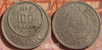 Тунис 100 франков 1950 года, KM# 276, 422o-133