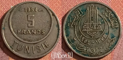 Тунис 5 франков 1954 года, KM# 277, 044h-181