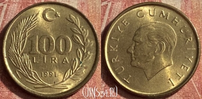 Турция 100 лир 1991 года, KM# 988, 122p-120