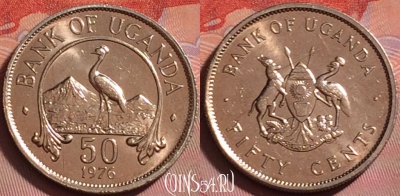 Уганда 50 центов 1976 года, KM# 4a, UNC, 330j-076