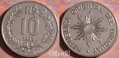 Уругвай 10 новых песо 1989 года, KM# 93, 151j-023