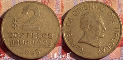 Уругвай 2 песо 1998 года, KM# 104.2, 084b-114