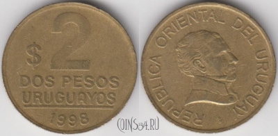 Уругвай 2 песо 1998 года, KM 104.2, 121-061