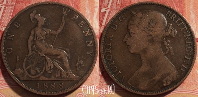 Великобритания 1 пенни 1888 года, KM# 755, 259-001 ♛