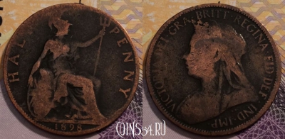 Великобритания 1/2 пенни 1898 года, KM# 789, 234-004