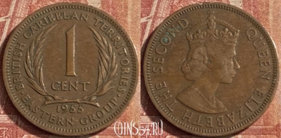 Восточные Карибы 1 цент 1955 года, KM# 2, 090p-098 ♛