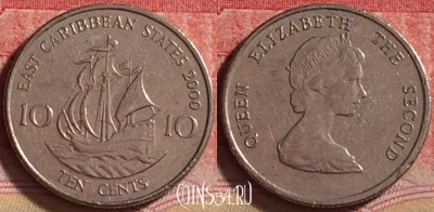 Восточные Карибы 10 центов 2000 года, KM# 13, 229j-128