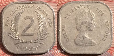 Восточные Карибы 2 цента 1993 года, KM# 11, b094-111