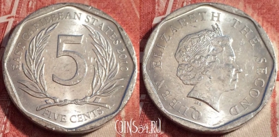 Восточные Карибы 5 центов 2010 года, KM# 36, b063-016