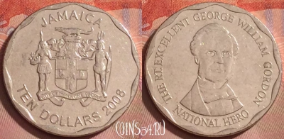 Ямайка 10 долларов 2008 года, KM# 190, 261k-051