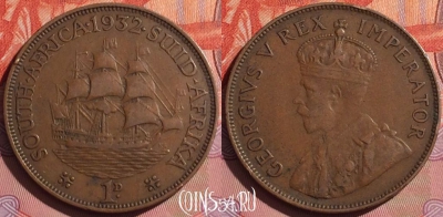 ЮАР (Южная Африка) 1 пенни 1932 года, KM# 14.3, 056i-187