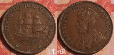 ЮАР (Южная Африка) 1 пенни 1936 года, KM# 14.3, 438-001