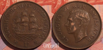 ЮАР (Южная Африка) 1 пенни 1937 года, KM# 25, a099-036