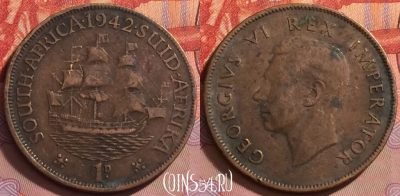 ЮАР (Южная Африка) 1 пенни 1942 года, KM# 25, 137j-004