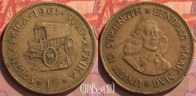 ЮАР (Южная Африка) 1 цент 1961 года, KM# 57, 071o-036