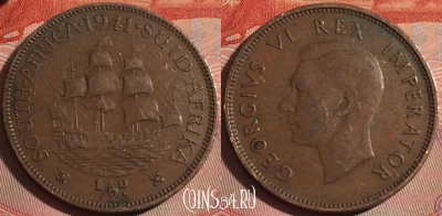ЮАР (Южная Африка) 1/2 пенни 1941 года, KM# 24, 121b-111