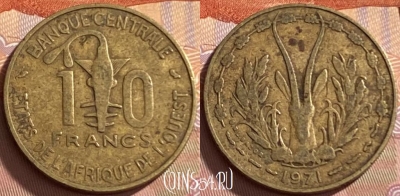 Западная Африка 10 франков 1971 года, KM# 1a, 209p-125