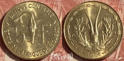 Западная Африка 5 франков 1984 года, KM# 2a, 255p-068 ♛