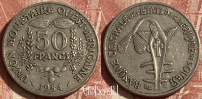 Западная Африка 50 франков 1984 года, KM# 6, 275p-072