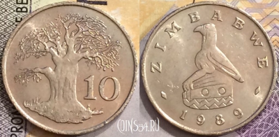 Зимбабве 10 центов 1989 года, KM# 3, a077-096