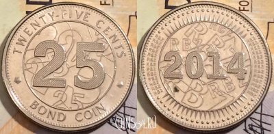 Зимбабве 25 центов 2014 года, KM# 19, 200-020