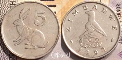 Зимбабве 5 центов 1997 года, KM# 2, 143-127