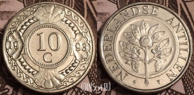 Антильские острова 10 центов 1993 года, KM# 34, 064-018b