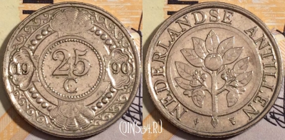 Нидерландские Антильские острова 25 центов 1990, KM# 35,