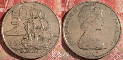 Новая Зеландия 50 центов 1967 года, KM# 37, 220-011