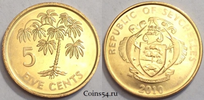 Сейшелы 5 центов 2010 года, KM# 47a, UNC, 75-002a