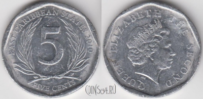 Восточные Карибы 5 центов 2010 года, KM 36, 121-080