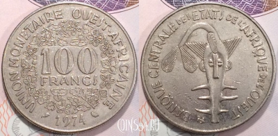 Западная Африка (BCEAO) 100 франков 1974 года, 124-084