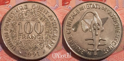 Западная Африка 100 франков 1991 г., a139-073