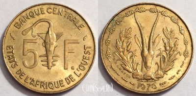 Западная Африка (BCEAO) 5 франков 1976 года, 70-049a