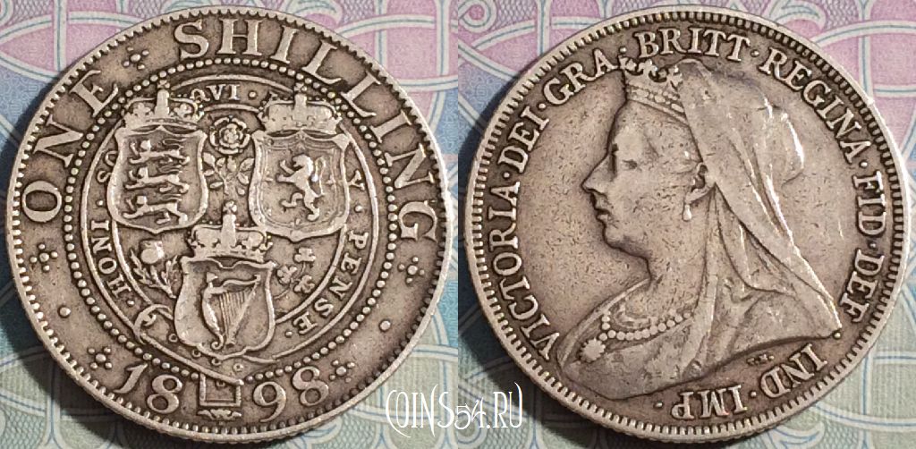 Монета Великобритания 1 шиллинг 1898 года, Ag, KM# 780, a087-057