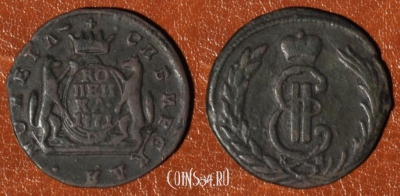 1 копейка 1771 КМ, Сибирь, Екатерина II, 08-049