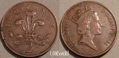 Великобритания 2 пенса 1986 года, KM# 936, 102-080