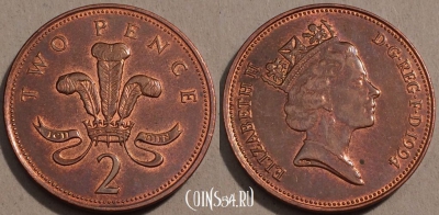 Великобритания 2 пенса 1994 года, KM# 936a, 102-090