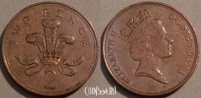 Великобритания 2 пенса 1994 года, KM# 936a, 102-091