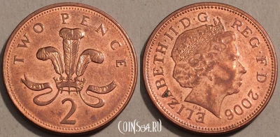Великобритания 2 пенса 2006 года, KM# 987, 102-099