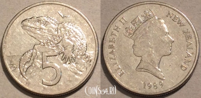 Новая Зеландия 5 центов 1989 года, KM# 60, 103-005