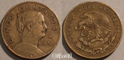 Мексика 5 сентаво 1957 года, KM# 426, 103-007
