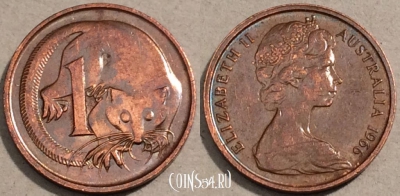 Австралия 1 цент 1966 года, KM# 62, 103-046