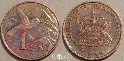 Тринидад и Тобаго 1 цент 1995 года, KM# 29, 103-053