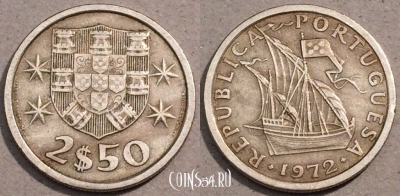 Португалия 2,5 эскудо 1972 года, KM# 590, 103-103