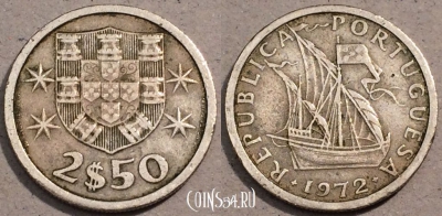 Португалия 2,5 эскудо 1972 года, KM# 590, 103-104