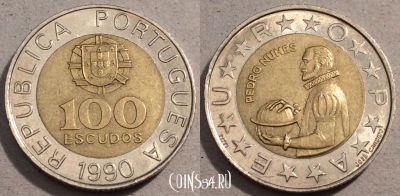 Португалия 100 эскудо 1990 года, KM# 645, 103-121