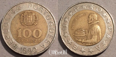 Португалия 100 эскудо 1990 года, KM# 645, 103-122